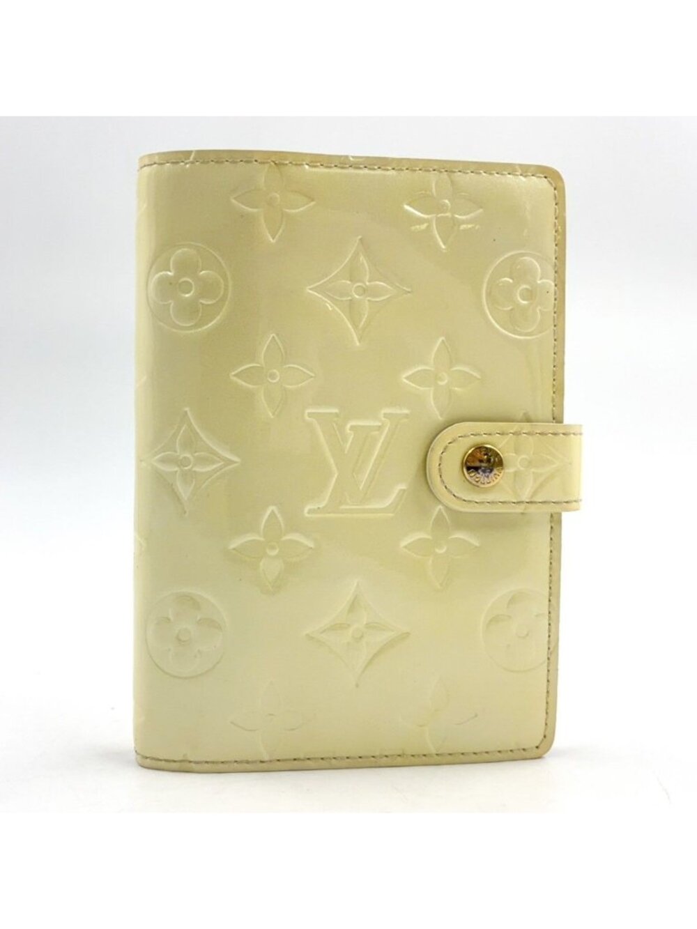 Louis Vuitton Agenda PM Monogram Vernis Enamel Leather Off White Cover Gold